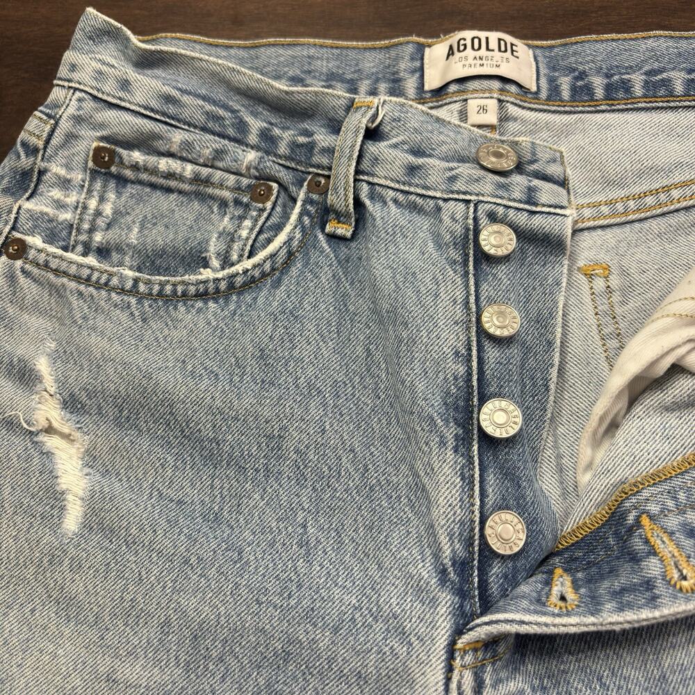 Agolde 90s style Parker Jeans "Swapmeet" ankle crop Sz 26 w 28" waist distressed - Picture 4 of 10